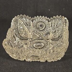 Vintage Imperial Nu Cut Pressed Glass Candy Dish Square